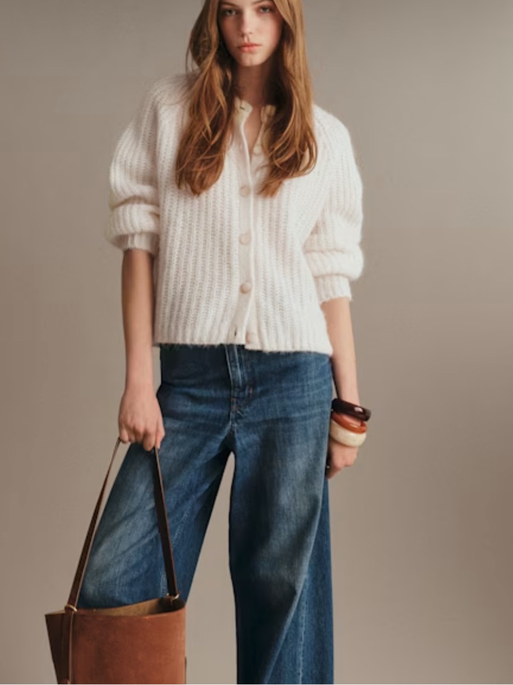 Sezane Emile knit cardigan in ecru - current season